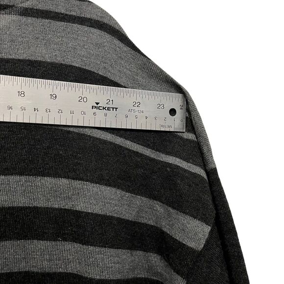 Eileen Fisher Tunic Sweater Womens 100% Merino Wool Gray Black Stripe Long SZ L - Picture 6 of 15